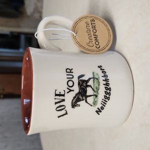 NWT Papal Celebrating Life "Love Your Neiiggghbbbbors" Ceramic Horse Mug